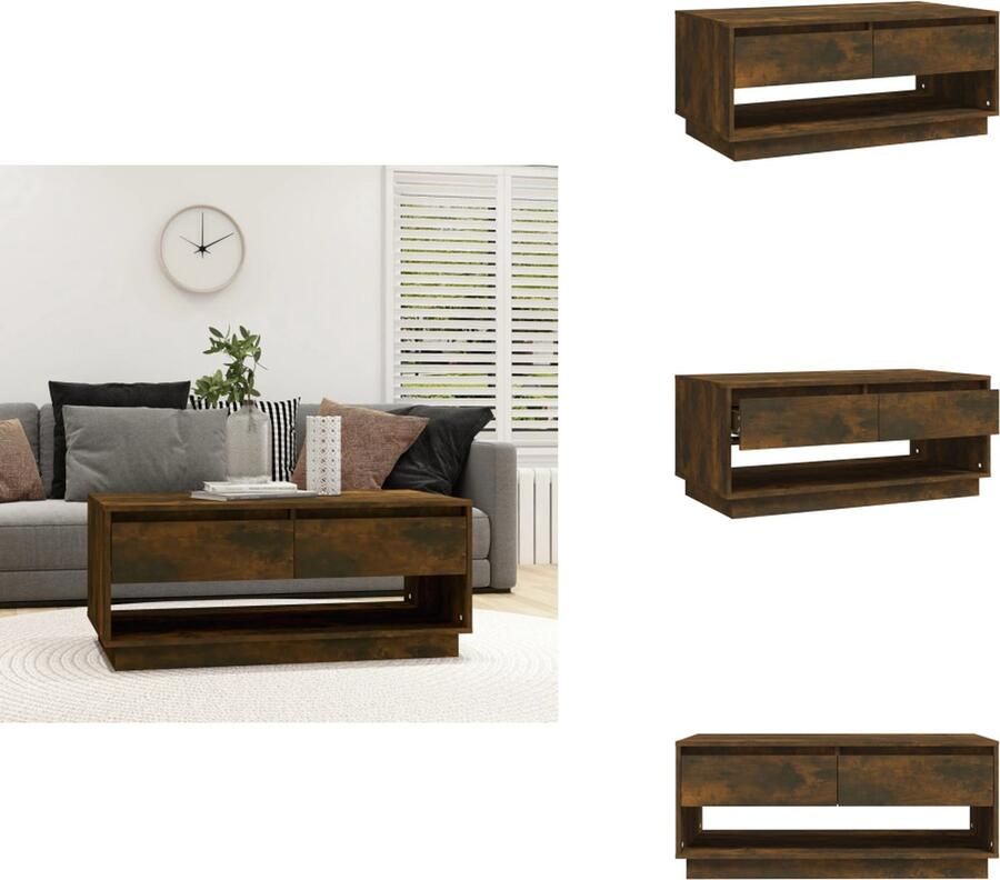 VidaXL Salontafel Salontafels Woonkamertafel Banktafel Salontafel 102 5x55x44 cm bewerkt hout gerookt eikenkleurig