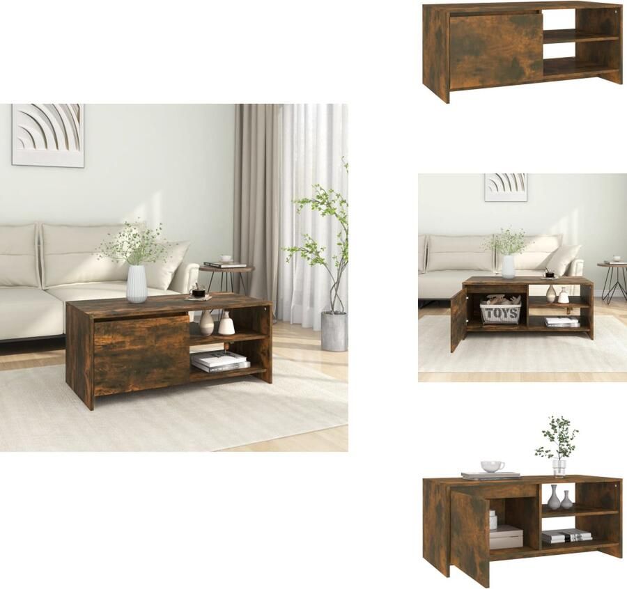 VidaXL Salontafel Salontafels Woonkamertafel Banktafel Salontafel 102x50x45 cm bewerkt hout gerookt eikenkleurig