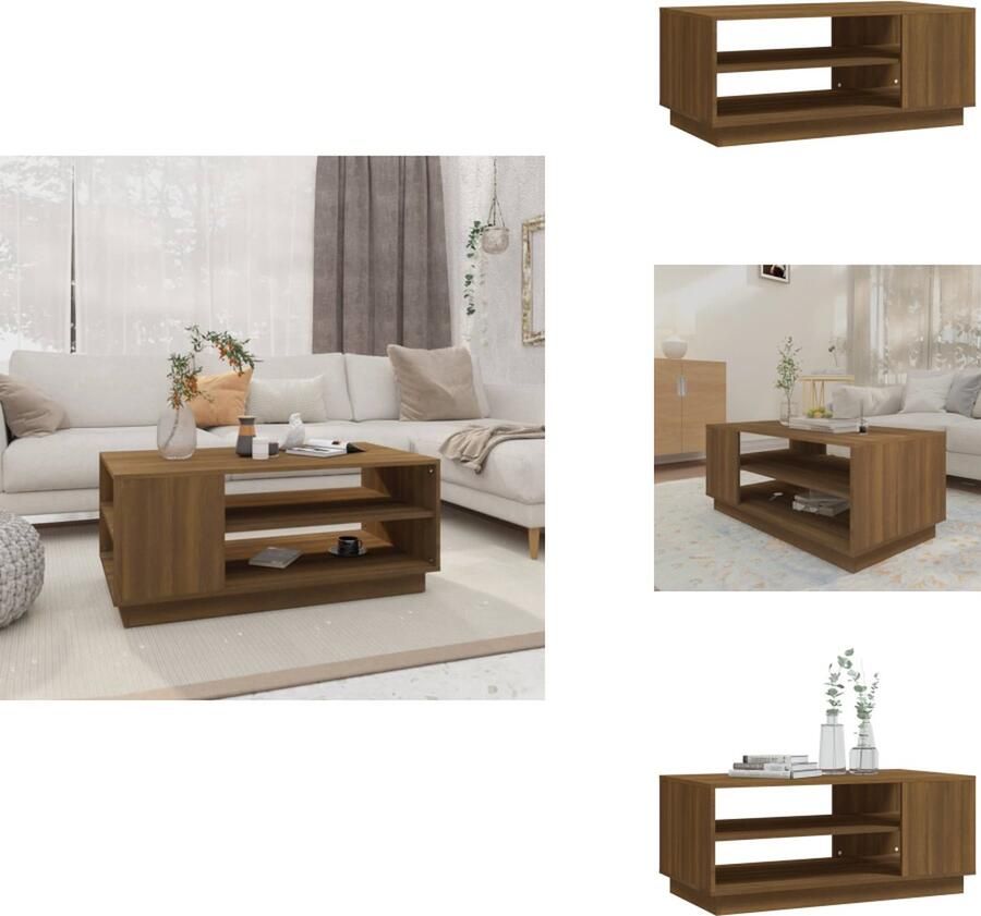 VidaXL Salontafel Salontafels Woonkamertafel Banktafel Salontafel 102x55x43 cm bewerkt hout bruin eikenkleur