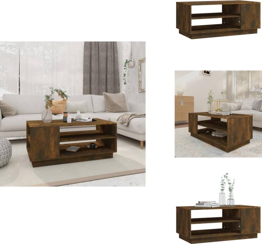 VidaXL Salontafel Salontafels Woonkamertafel Banktafel Salontafel 102x55x43 cm bewerkt hout gerookt eikenkleurig