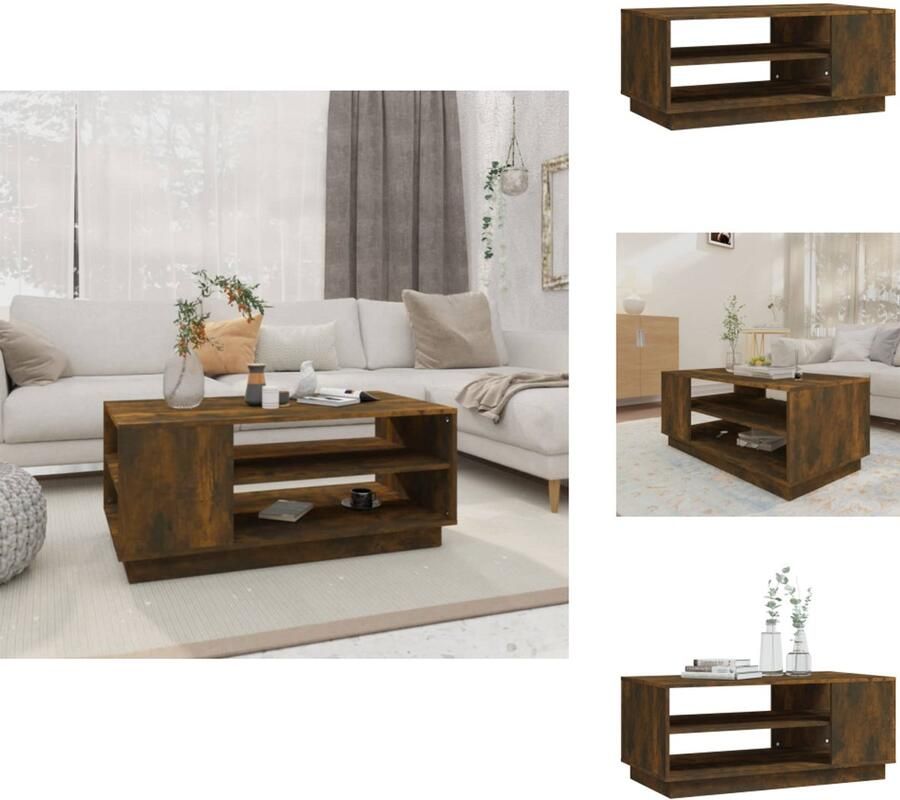 VidaXL Salontafel Salontafels Woonkamertafel Banktafel Salontafel 102x55x43 cm bewerkt hout gerookt eikenkleurig - Foto 2