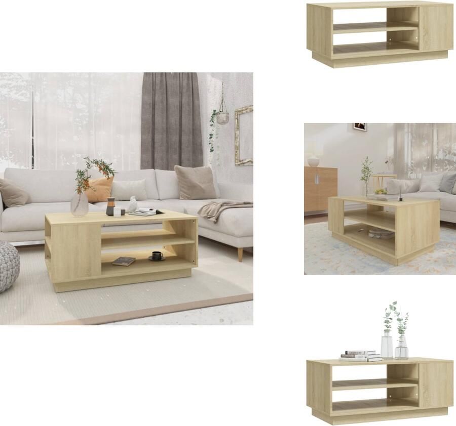 VidaXL Salontafel Salontafels Woonkamertafel Banktafel Salontafel 102x55x43 cm bewerkt hout sonoma eikenkleurig