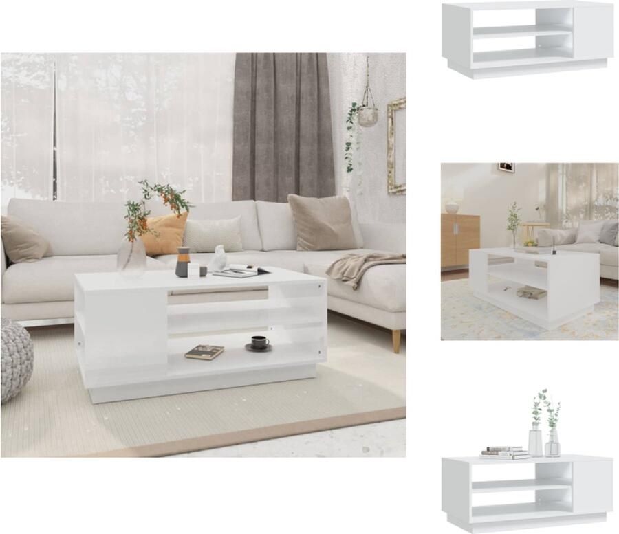 VidaXL Salontafel Salontafels Woonkamertafel Banktafel Salontafel 102x55x43 cm bewerkt hout wit