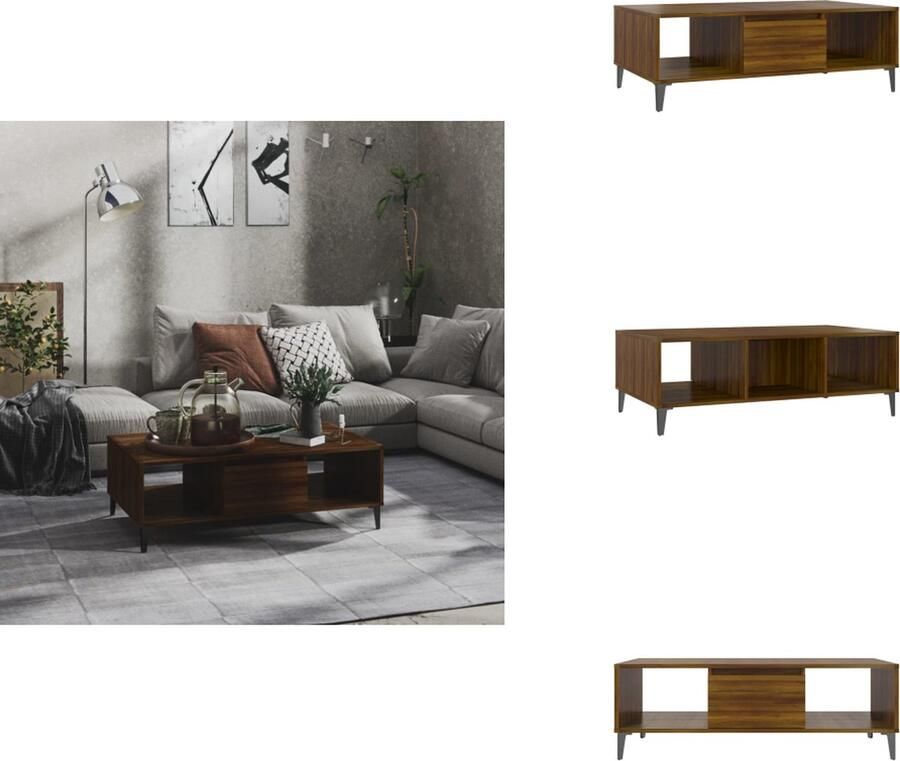 VidaXL Salontafel Salontafels Woonkamertafel Banktafel Salontafel 103 5x60x35 cm bewerkt hout bruin eikenkleur