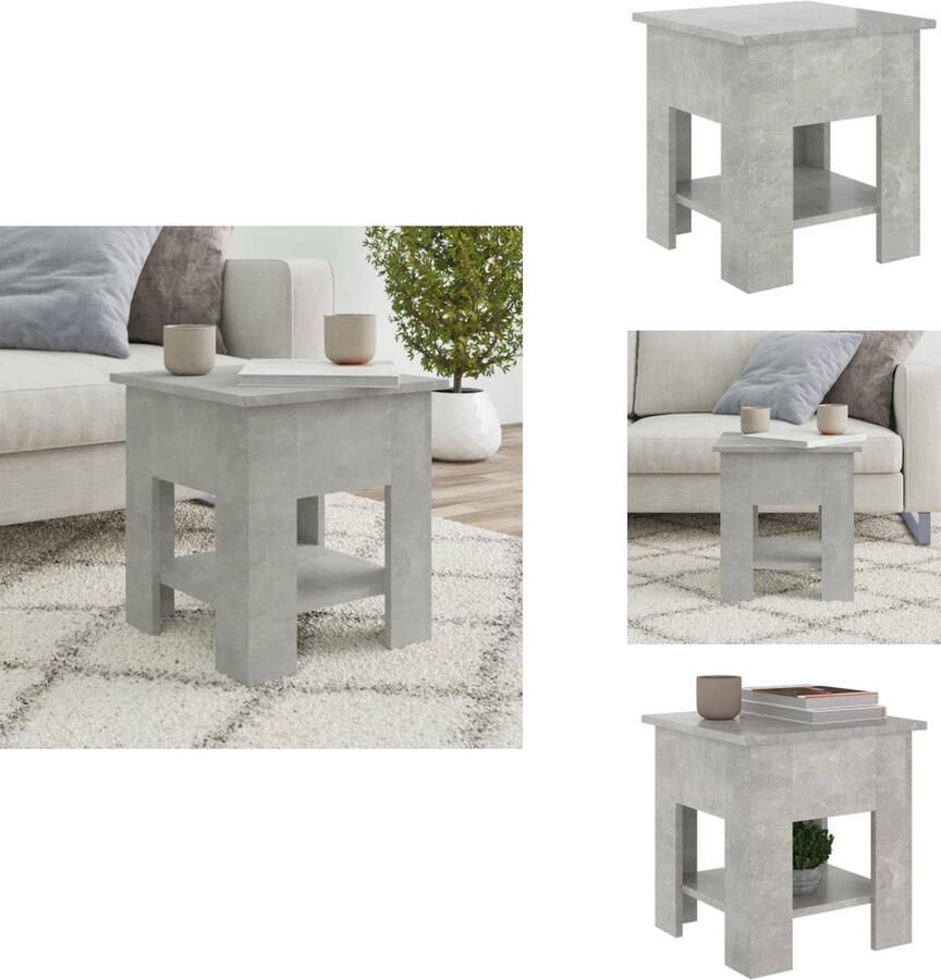 VidaXL Salontafel Salontafels Woonkamertafel Banktafel Salontafel 40x40x42 cm bewerkt hout betongrijs