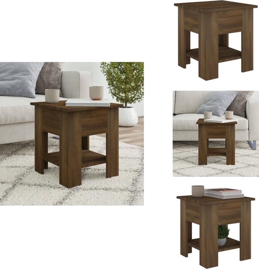 VidaXL Salontafel Salontafels Woonkamertafel Banktafel Salontafel 40x40x42 cm bewerkt hout bruineikenkleurig