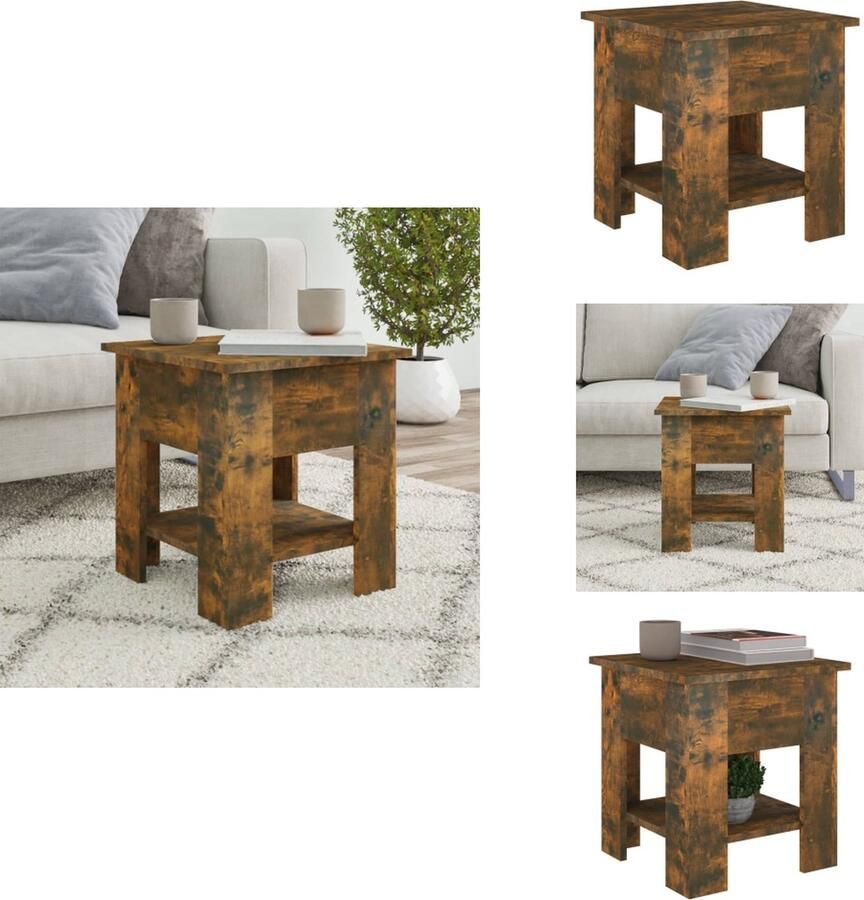 VidaXL Salontafel Salontafels Woonkamertafel Banktafel Salontafel 40x40x42 cm bewerkt hout gerookt eikenkleurig