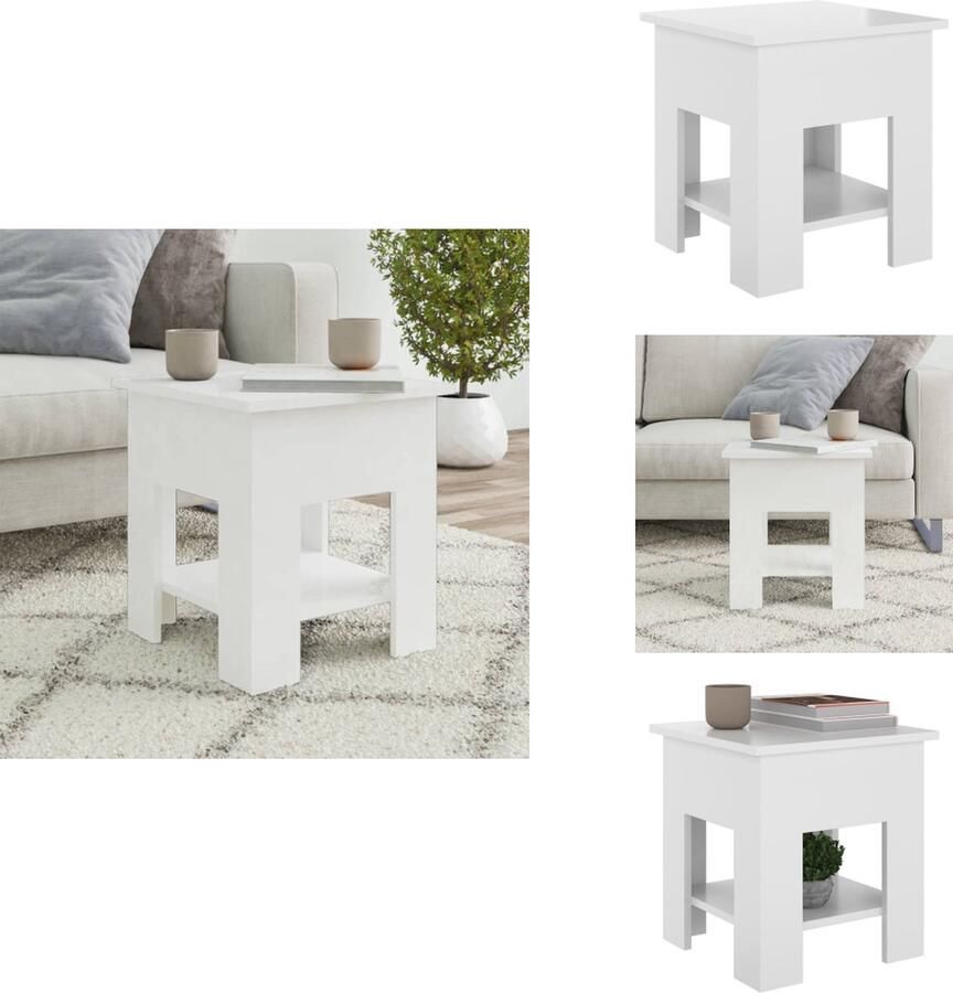 VidaXL Salontafel Salontafels Woonkamertafel Banktafel Salontafel 40x40x42 cm bewerkt hout hoogglans wit