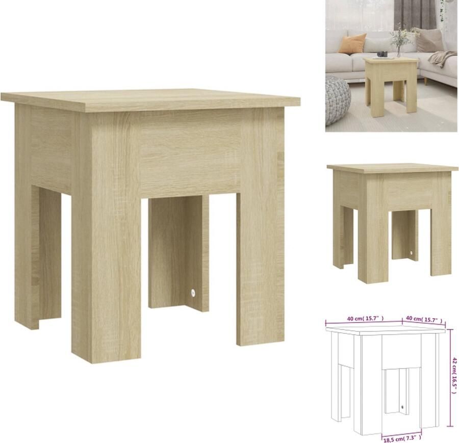 VidaXL Salontafel Salontafels Woonkamertafel Banktafel Salontafel 40x40x42 cm bewerkt hout sonoma eikenkleurig