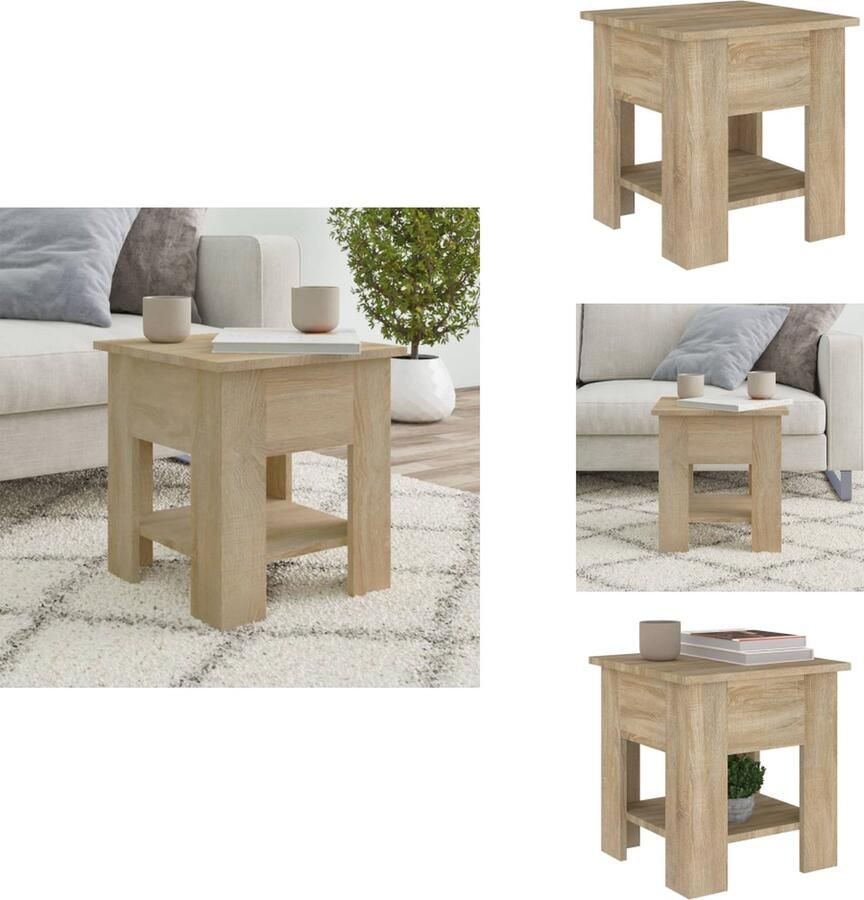 VidaXL Salontafel Salontafels Woonkamertafel Banktafel Salontafel 40x40x42 cm bewerkt hout sonoma eikenkleurig