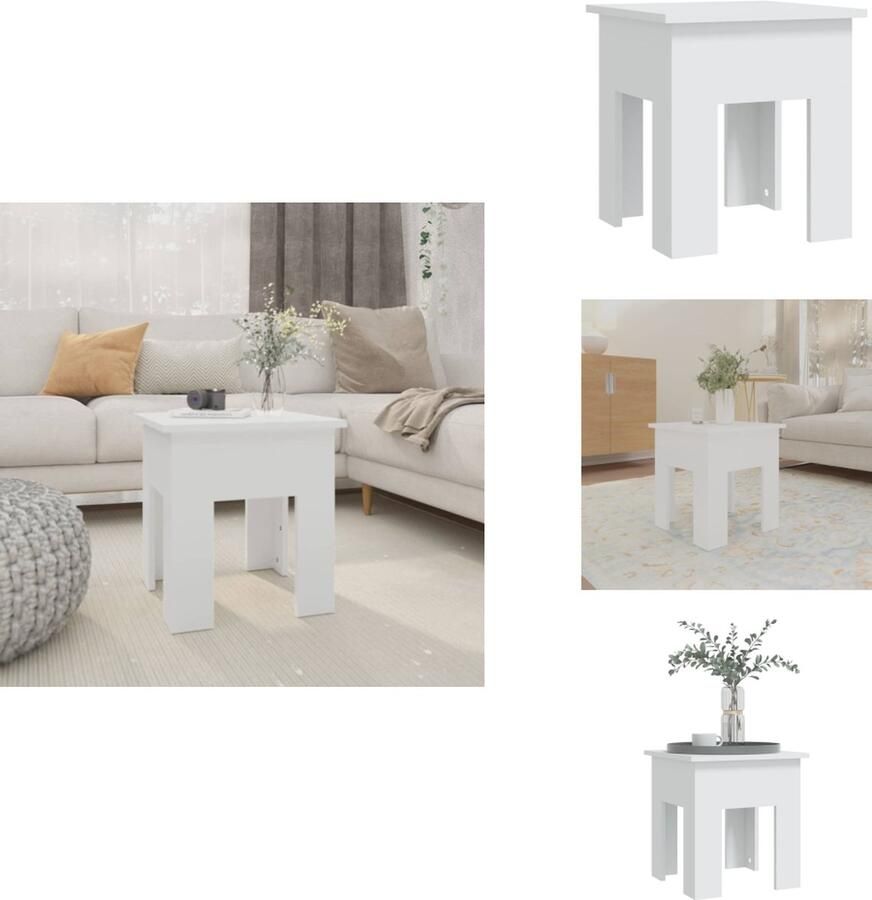 VidaXL Salontafel Salontafels Woonkamertafel Banktafel Salontafel 40x40x42 cm bewerkt hout wit