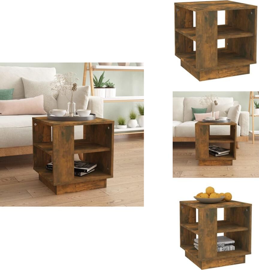 VidaXL Salontafel Salontafels Woonkamertafel Banktafel Salontafel 40x40x43 cm bewerkt hout gerookt eikenkleurig