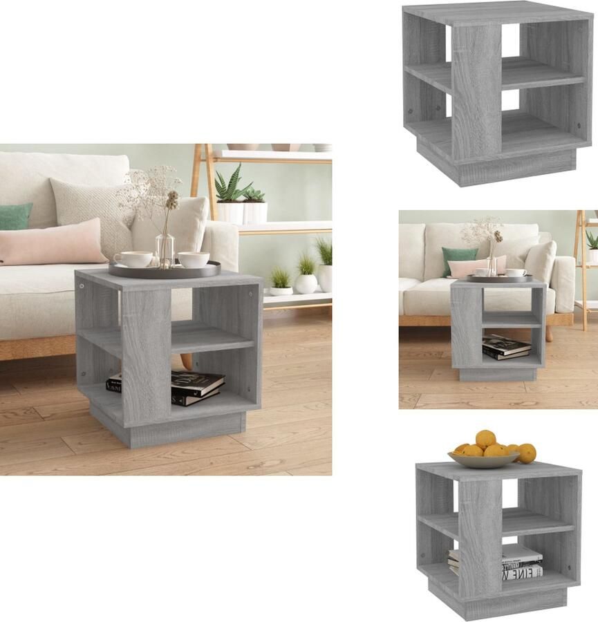 VidaXL Salontafel Salontafels Woonkamertafel Banktafel Salontafel 40x40x43 cm bewerkt hout grijs sonoma eikenkleurig