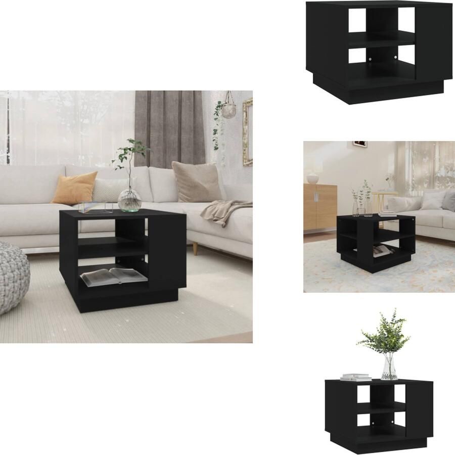 VidaXL Salontafel Salontafels Woonkamertafel Banktafel Salontafel 55x55x43 cm bewerkt hout zwart