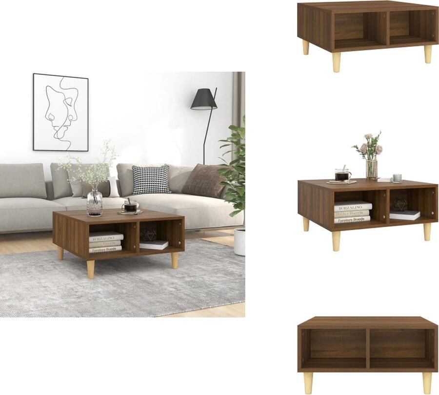 VidaXL Salontafel Salontafels Woonkamertafel Banktafel Salontafel 60x60x30 cm bewerkt hout bruin eikenkleur