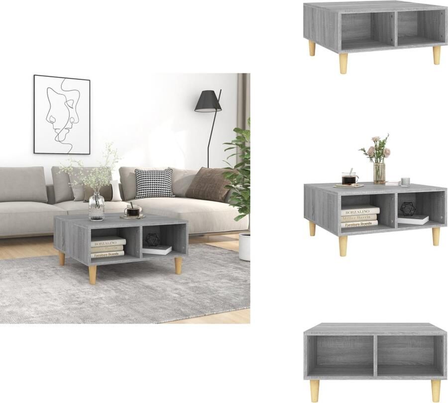 VidaXL Salontafel Salontafels Woonkamertafel Banktafel Salontafel 60x60x30 cm bewerkt hout grijs sonoma eikenkleurig