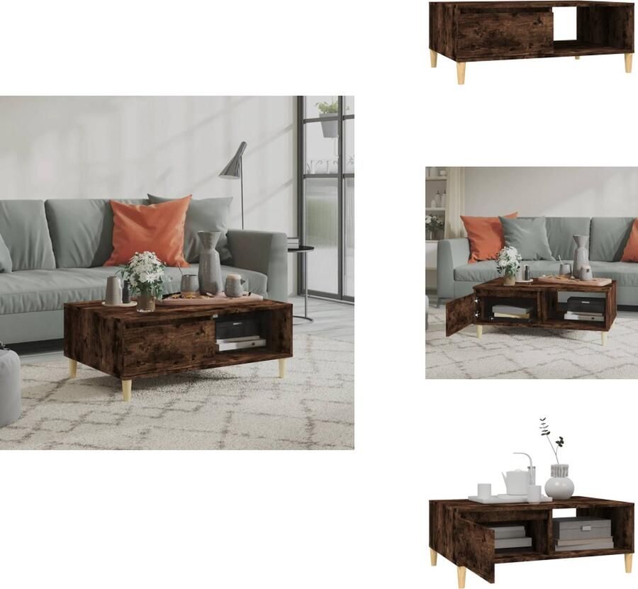 VidaXL Salontafel Salontafels Woonkamertafel Banktafel Salontafel 90x60x35 cm bewerkt hout gerookt eikenkleurig