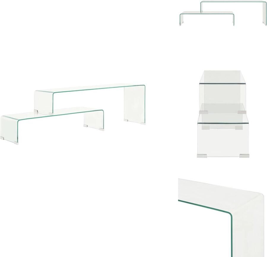 VidaXL Salontafel Salontafels Woonkamertafel Woonkamertafels 2-delige salontafelset 90x30x20 110x30x40 cm gehard glas