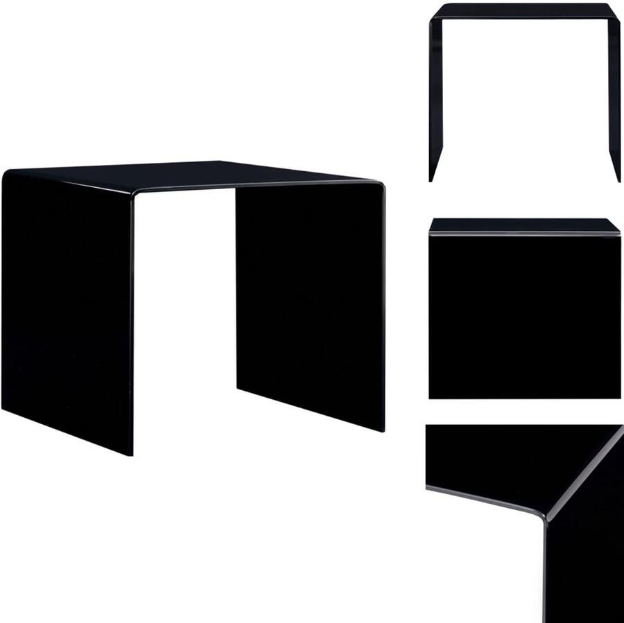 VidaXL Salontafel Salontafels Woonkamertafel Woonkamertafels Salontafel 50x50x45 cm gehard glas zwart