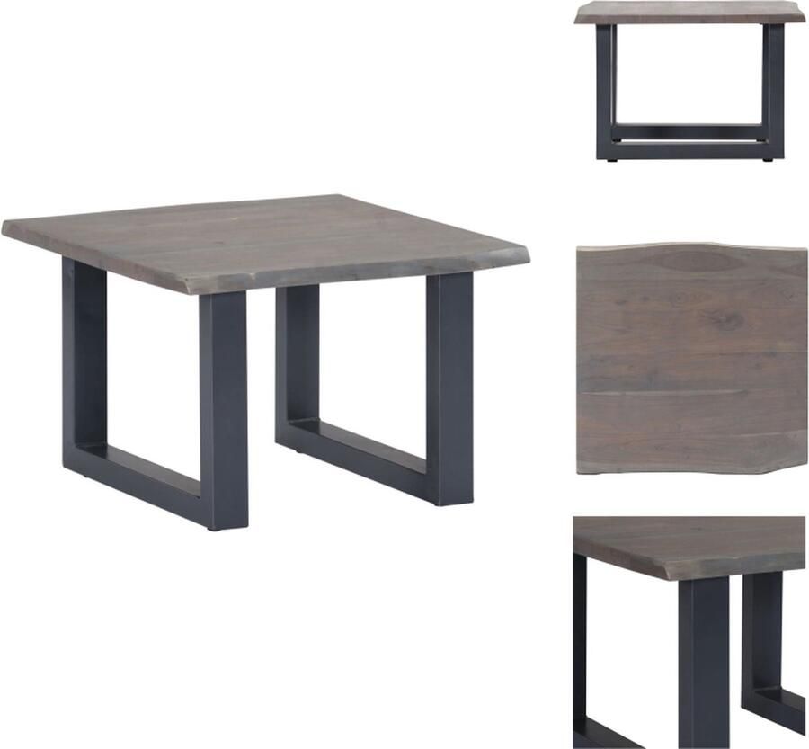 VidaXL Salontafel Salontafels Woonkamertafel Woonkamertafels Salontafel met natuurlijke randen 60x60x40 cm acaciahout grijs