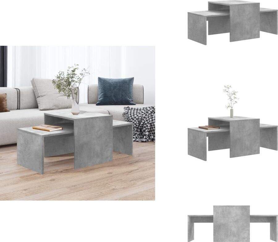VidaXL Salontafel Salontafels Woonkamertafel Woonkamertafels Salontafelset 100x48x40 cm bewerkt hout betongrijs