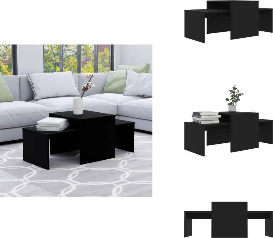 VidaXL Salontafel Salontafels Woonkamertafel Woonkamertafels Salontafelset 100x48x40 cm bewerkt hout zwart