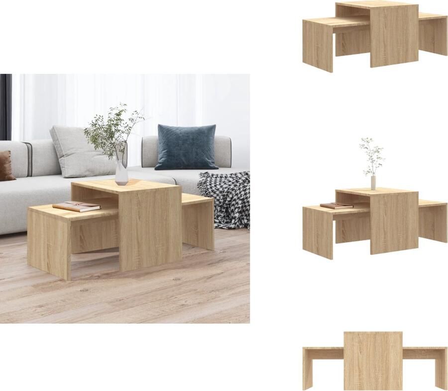 VidaXL Salontafel Salontafels Woonkamertafel Woonkamertafels Salontafelset 100x48x40 cm bewerkt hout sonoma eikenkleurig