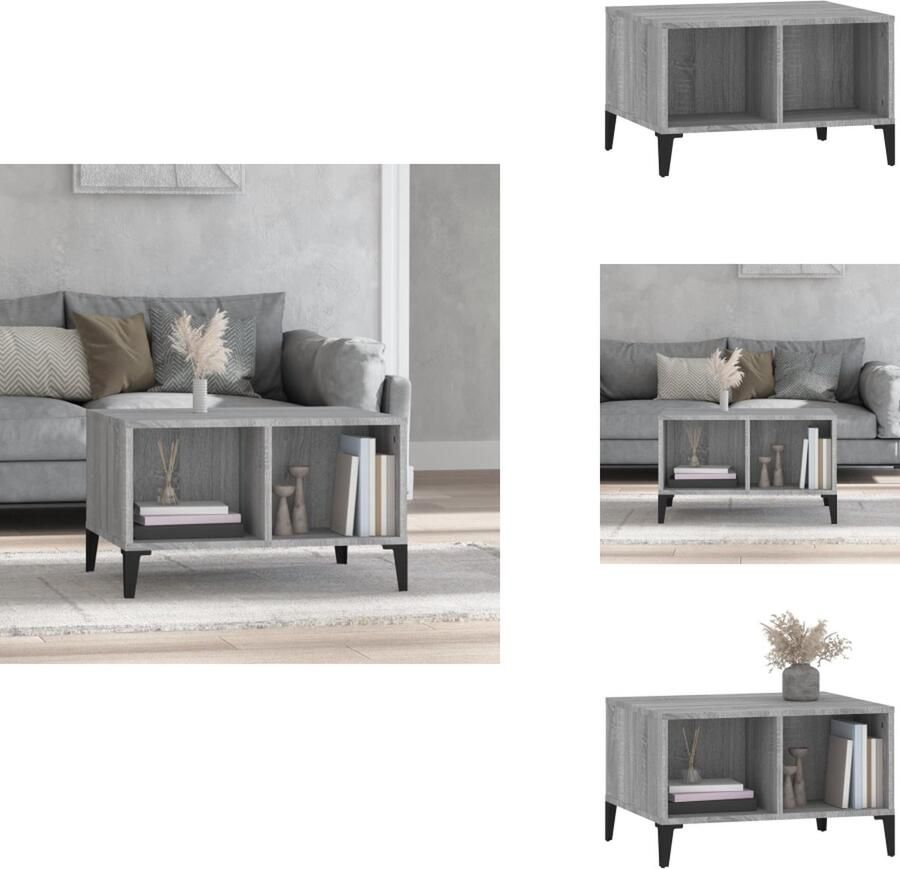 VidaXL Salontafel Salontafeltje Salontafels Tafel Salontafel 60x50x36 5 cm bewerkt hout grijs