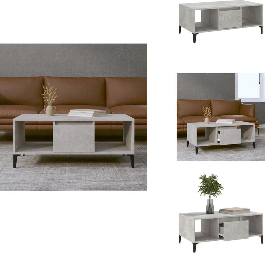 VidaXL Salontafel Salontafeltje Salontafels Tafel Salontafel 90x50x36 5 cm bewerkt hout betongrijs