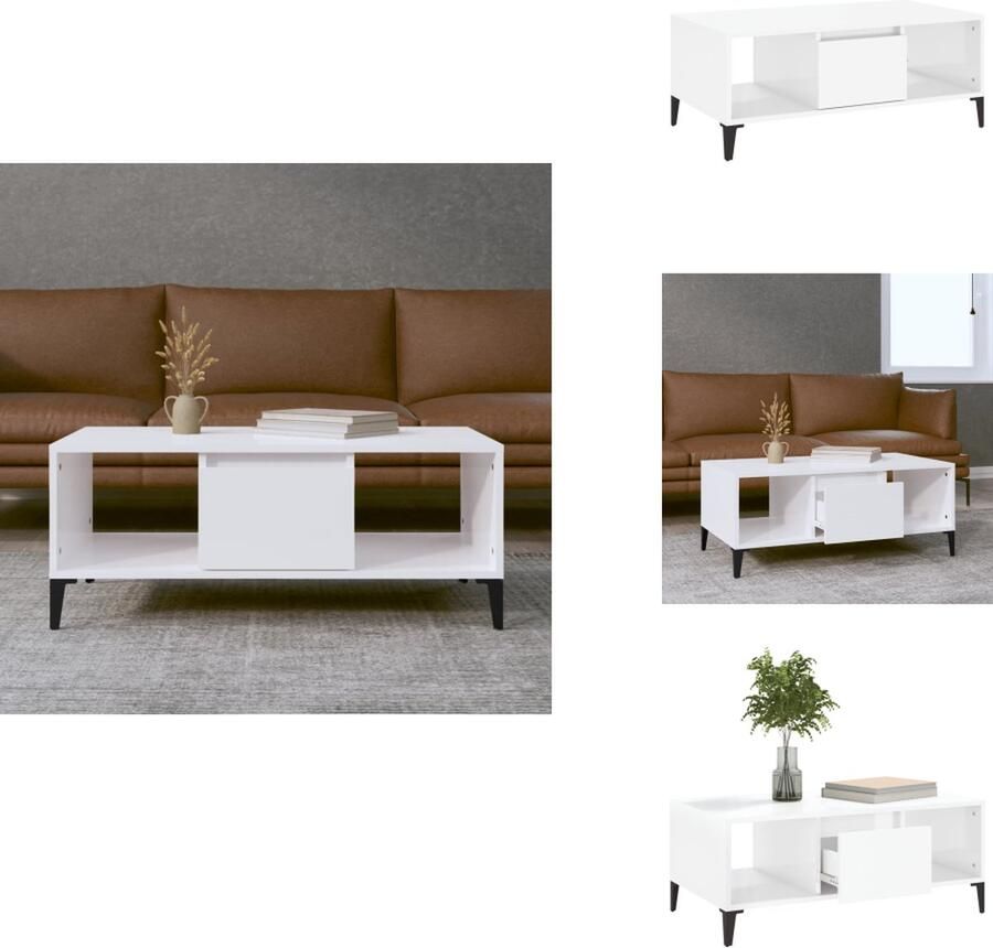 VidaXL Salontafel Salontafeltje Salontafels Tafel Salontafel 90x50x36 5 cm bewerkt hout hoogglans wit