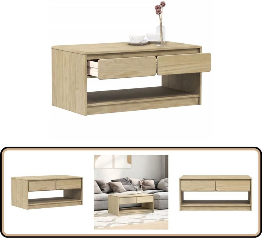 VidaXL Salontafel SAUDA 99x55x45 cm Eikenhout Salontafel Salontafels Bijzettafel Banktafel
