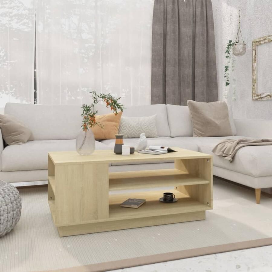 VidaXL Salontafel Sonoma Eiken 102x55x43 cm Salontafel Banktafel Woonkamertafel Houten Tafel Bruine Tafel Eikenhouten Tafel Tv Tafeltje Bijzettafels Stoere Tafel Landelijke Tafel Moderne Tafel - Foto 2