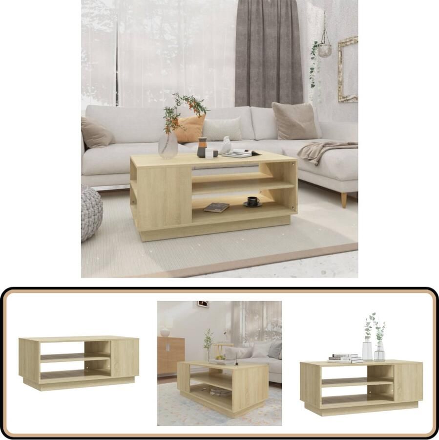 VidaXL Salontafel Sonoma Eiken 102x55x43 cm Salontafel Banktafel Woonkamertafel Houten Tafel Bruine Tafel Eikenhouten Tafel Tv Tafeltje Bijzettafels Stoere Tafel Landelijke Tafel Moderne Tafel