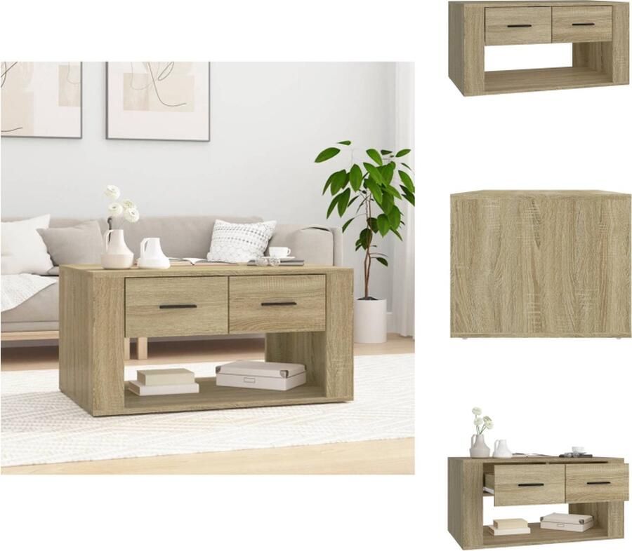 VidaXL Salontafel Sonoma Eiken 80 x 50 x 40 cm Duurzaam materiaal Tafel