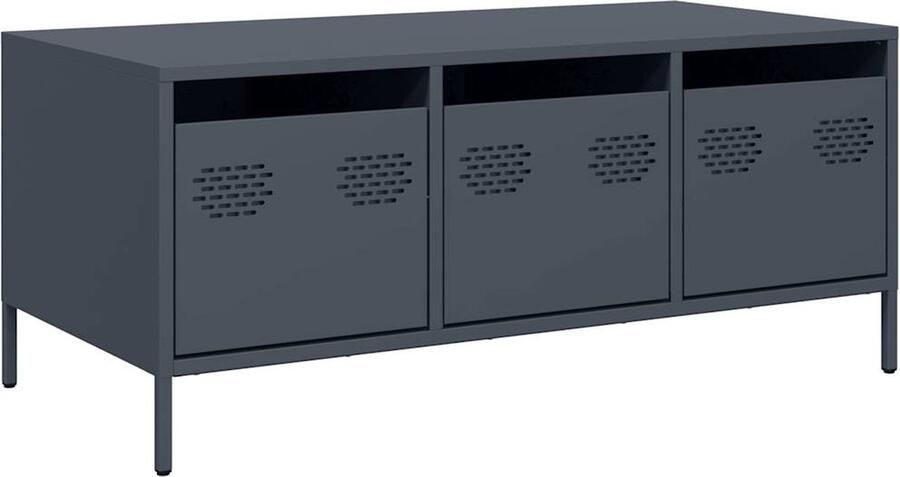 VidaXL Salontafel staal antraciet 101 5x50x43 5 cm Salontafel Metalen Salontafel Industriële Salontafel Zwarte Salontafel Tv Tafels Salontafels Met Lade Opbergtafel Living Room Furniture Meubilair