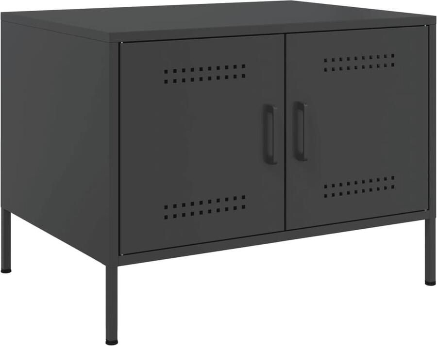 VidaXL Salontafel Staal Zwart 68x50x50 5 cm Salontafel Salontafels Bijzettafel Banktafel