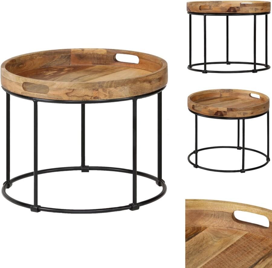 VidaXL Salontafel Tafeltje Tafeltjes Salontafel 50x40 cm massief mangohout en staal