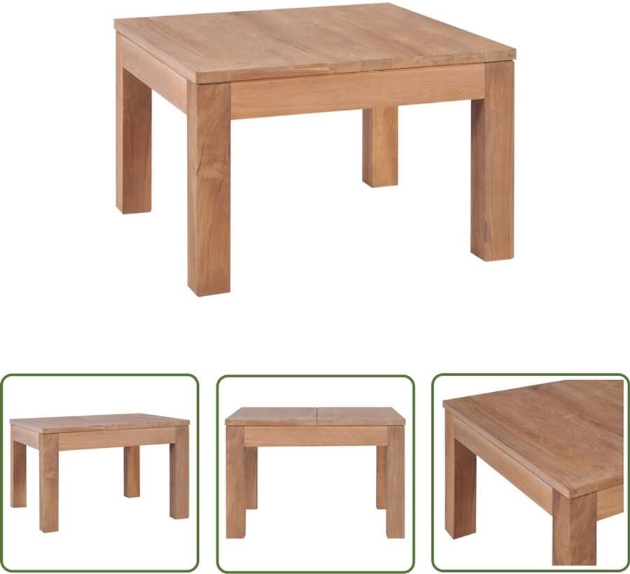 VidaXL Salontafel Teakhout 60x60x40 cm Handgemaakt Salontafel Teak Massief Hout Rustic Landelijk Design Meubilair Livingroom Bruin