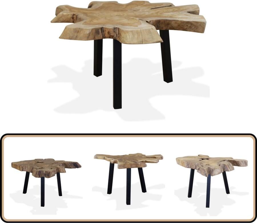 VidaXL Salontafel Teakhout 80x70x38 cm Handgemaakt Salontafel Teakwood Meubilair Vintage Stijl Houten Salontafel Bijzettafel