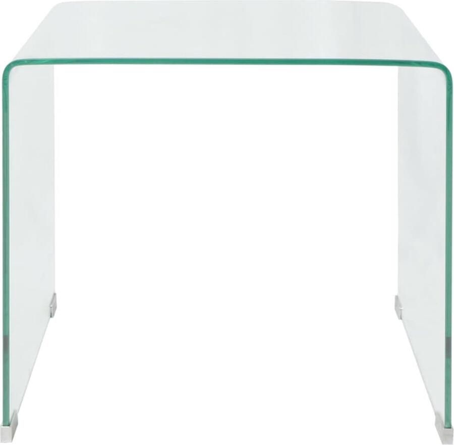 The Living Store Salontafel Gehard Veiligheidsglas 49.5 x 50 x 45 cm Transparant Salontafel Tafellamp Livingroom Furniture Moderne Meubels Glazen Tafel