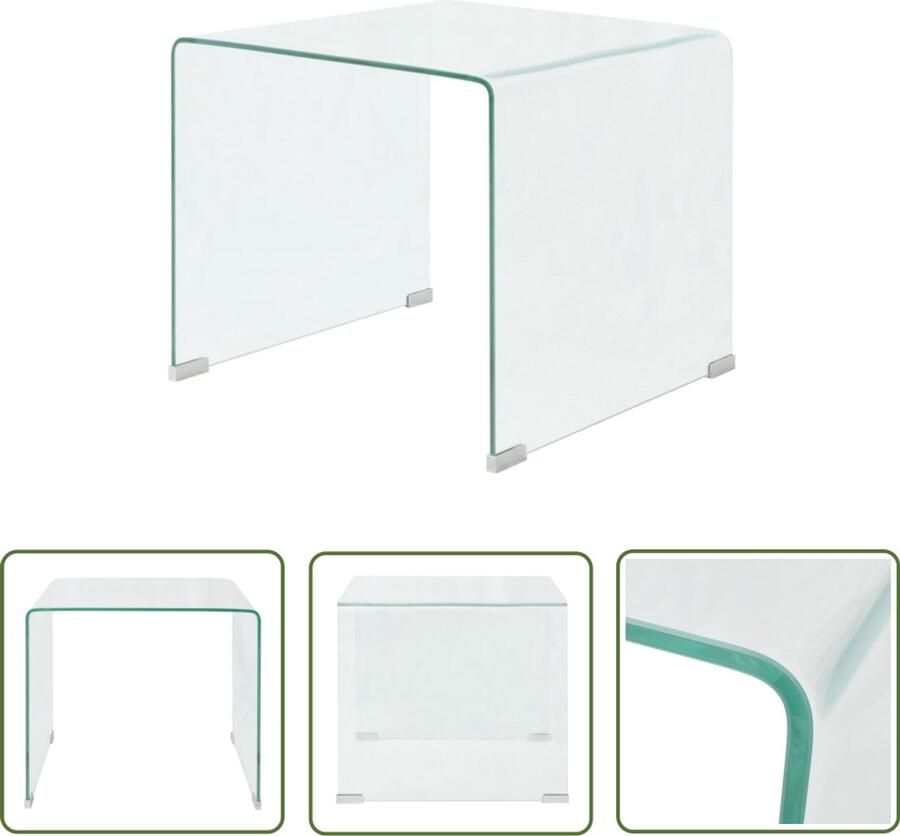 The Living Store Salontafel Gehard Veiligheidsglas 49.5 x 50 x 45 cm Transparant Salontafel Tafellamp Livingroom Furniture Moderne Meubels Glazen Tafel - Foto 2
