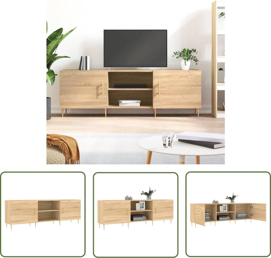 The Living Store TV-meubel Sonoma Eiken 150 x 30 x 50 cm Opbergruimte Decoratief Wandmontage vereist Bewerkt hout en ijzer Tv Kast Salontafel Houten Tv Stand Tv Meubel Bruine Tv Kast - Foto 2