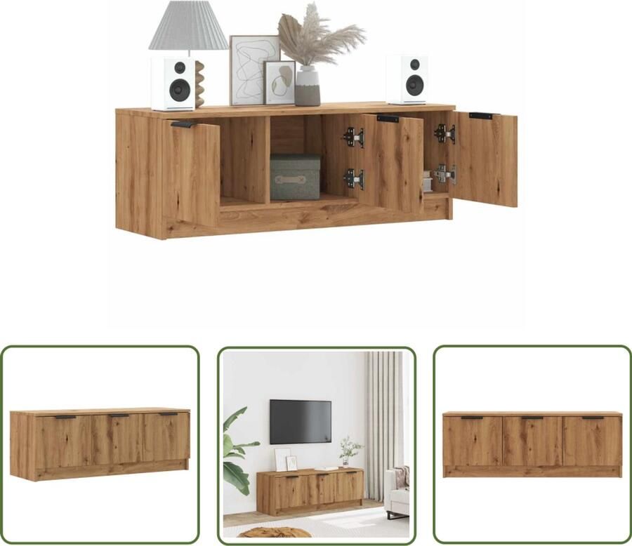 VidaXL Salontafel Tv-meubel 102x35x36 5 cm bewerkt hout artisanaal eikenkleur Houten Tv-kast Opberg Kast Media Kast