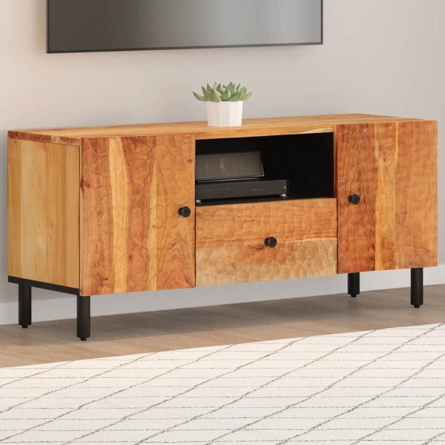 The Living Store Tv-meubel 105x33x46 cm massief acaciahout Tv-meubel Salontafel Houten Kast Acacia Hout Vintage Tv-stand