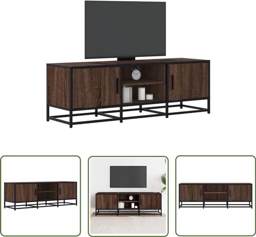 VidaXL Salontafel Tv-meubel 120x35x41 cm bewerkt hout metaal bruin eikenkleur Houten Tv-meubel Tv-kast Entertainment Center