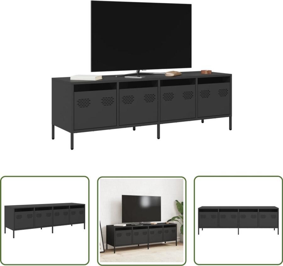 VidaXL Salontafel Tv-meubel 135x39x43 5 cm koudgewalst staal zwart Industrieel Tv-meubel Koudgewalst Staal Tv Stand