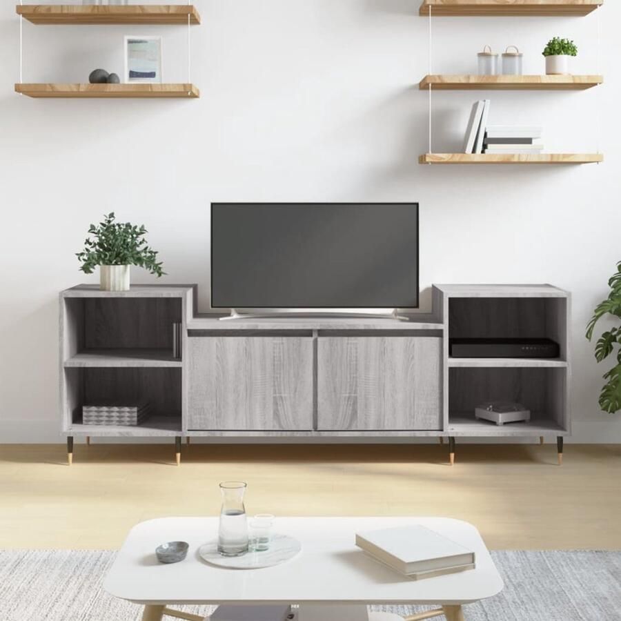The Living Store TV-meubel Sonoma Eiken 160 x 35 x 55 cm Voldoende opbergruimte Tv-meubel Salontafel Kast Houten Tv-kast Media Kast