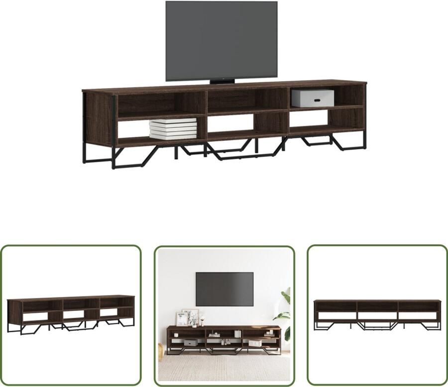 The Living Store Tv-meubel 180x34x41 cm bewerkt hout bruin eikenkleurig Tv-meubel Salontafel Kast Opbergoplossing Houten Tv-standaard