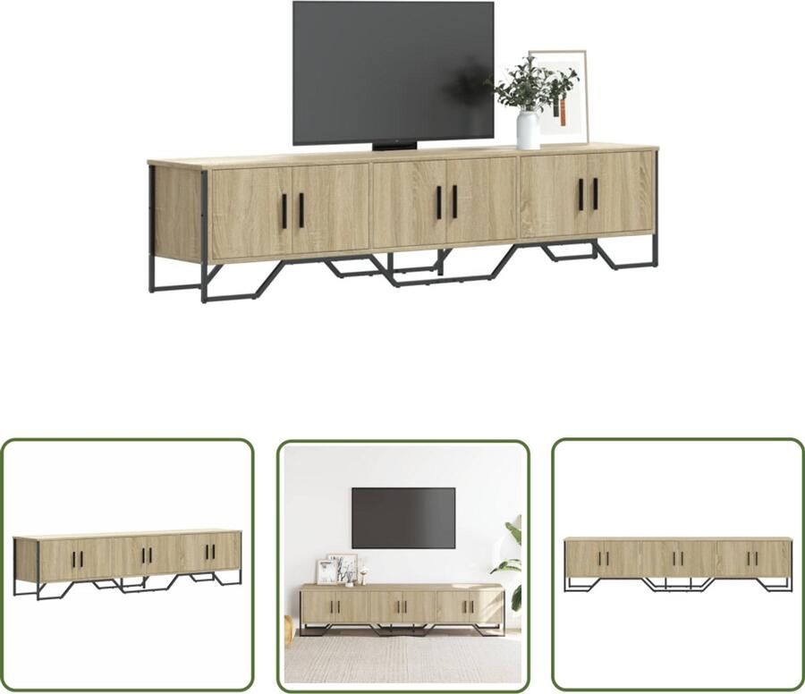 The Living Store Tv-meubel 180x34x41 cm bewerkt hout sonoma eikenkleurig Tv-meubel Salontafel Media Kast Houten Tv-standaard Tv-opstelling