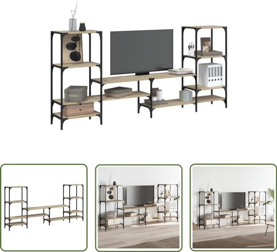 The Living Store Tv-meubel 206 5x28 5x95 cm bewerkt hout sonoma eikenkleurig Tv-meubel Salontafel Houten Tv-kast Bruine Tv-standaard Opbergruimte